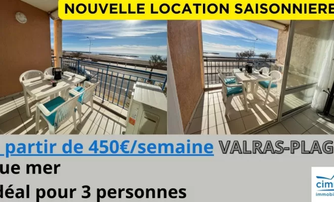 Nouveau T2 vue mer pour vos vacances!, Valras, Cimm Immobilier