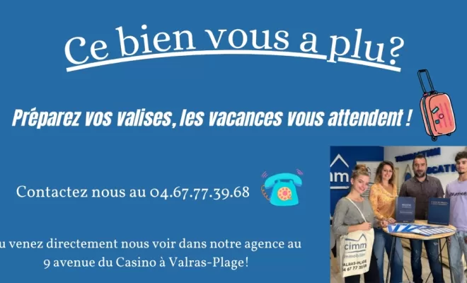 LOCATION SAISONNIERE - APPARTEMENT EN BORD DE PLAGE, Valras, Cimm Immobilier